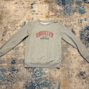 SHEIN Gray Sweatshirt with Red Brooklyn Print